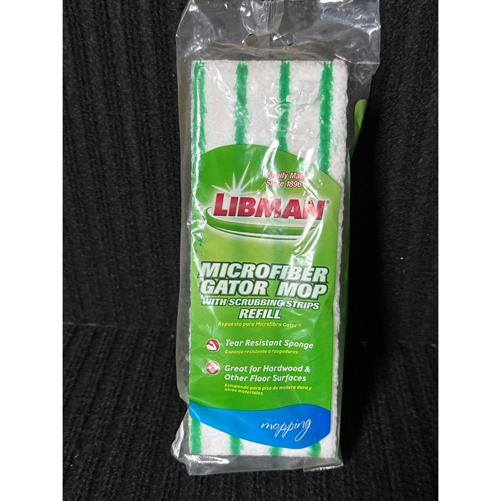 Libman Microfiber Gator Mop Refill with Scrubbing Strips White Green